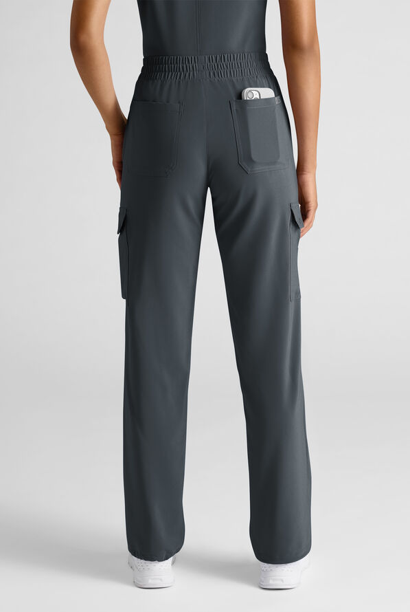 Easy STRETCH Ayo Women's 10-Pocket Cargo Scrub Pants - Petite - Pewter - 2