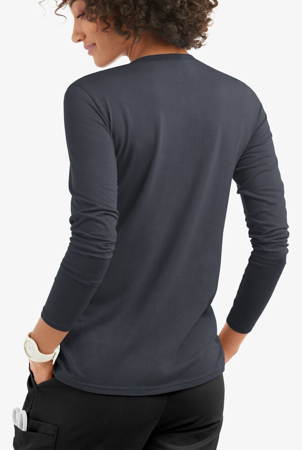 Butter-Soft Core Women's Long Sleeve Crew Neck Underscrub - Pewter - 4