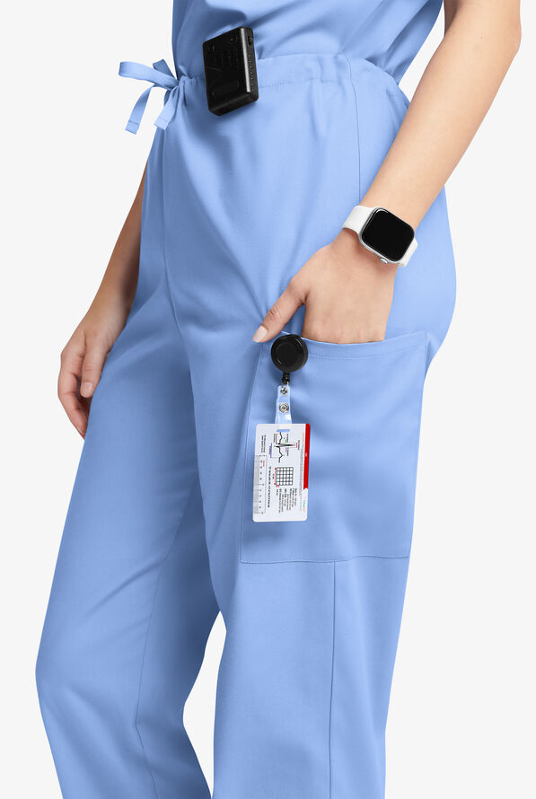 Butter-Soft Originals Unisex 4-Pocket Drawstring Relaxed Straight Leg Scrub Pants - Ceil Blue - 2