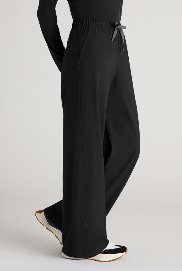 Easy STRETCH Hunter Women's 6-Pocket Relaxed Fit Wide Leg Scrub Pant - Onyx Black - 6
