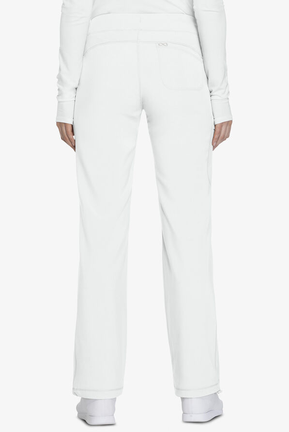 Infinity Women's 4-Pocket STRETCH Drawstring Scrub Pants - Petite - White - 2