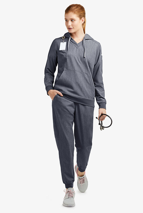 Sudadera m&eacute;dica MOVEMENT by Butter-Soft Sirius STRETCH con capucha y 4 bolsillos para mujer - Indigo Heather - 2