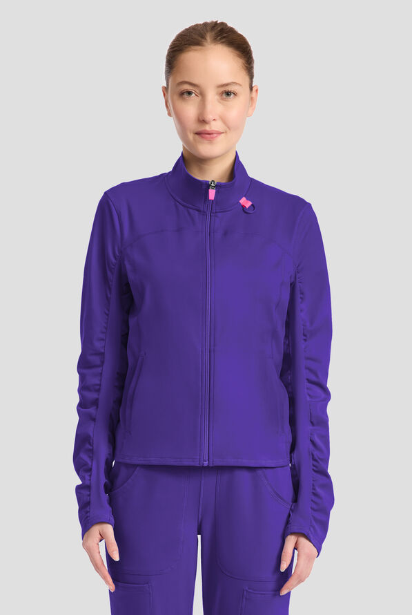 Chaqueta m&eacute;dica Med Couture Amp Knit STRETCH con cremallera y 2 bolsillos para mujer - Galactic Purple - 2