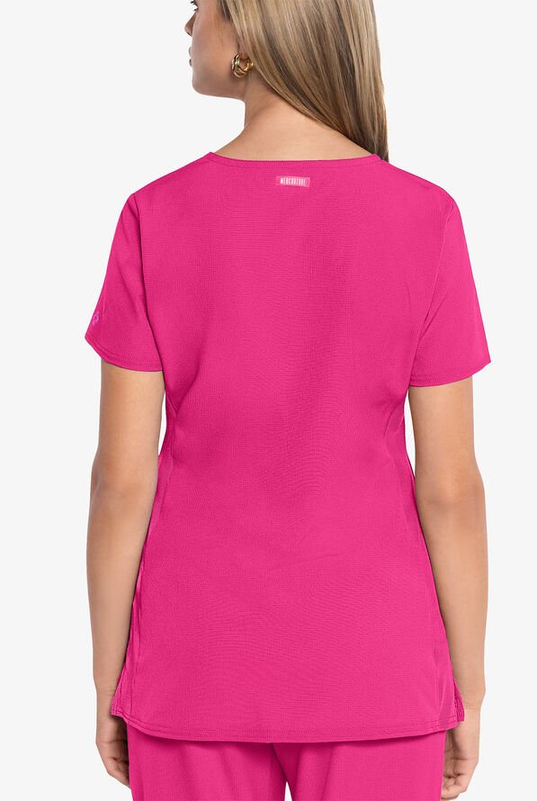 Med Couture Amp Women's 3-Pocket STRETCH V-Neck Scrub Top - Pink Power - 3
