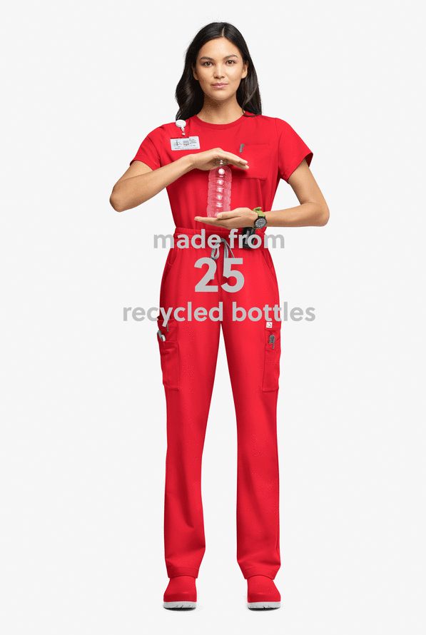 Pantalón médico ReSurge Topaz con cordón ajustable y 11 bolsillos para mujer - Atomic Red - 6