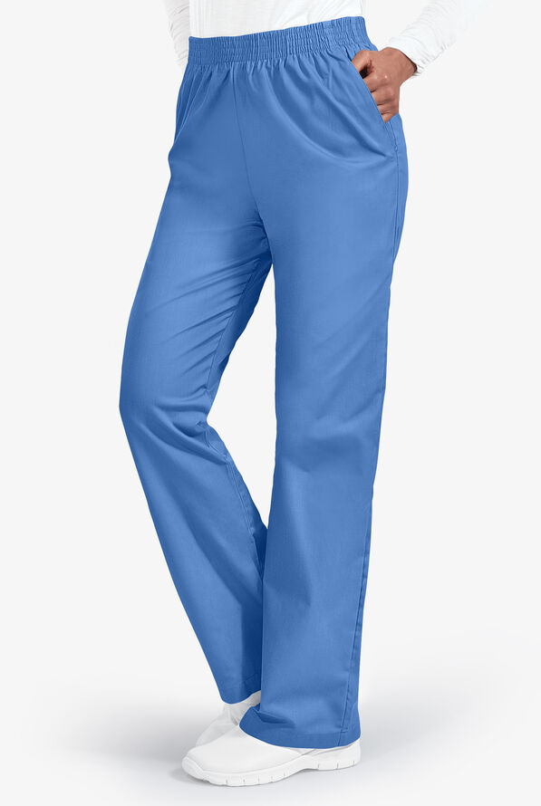 Pantal&oacute;n m&eacute;dico Butter-Soft Core by UA&trade; Petite con cintura el&aacute;stica y 2 bolsillos para mujer - Ceil Blue - 1