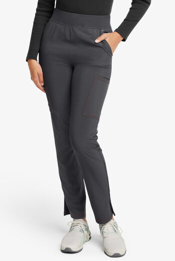 Dickies Riveting Women's 6-Pocket STRETCH Rib-Knit Waist Contrast Stitching Cargo Scrub Pants