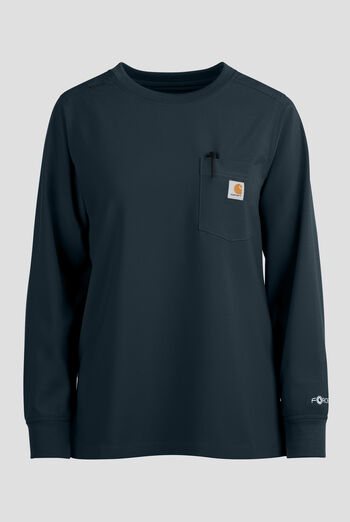 Carhartt Cross-Flex Force Women's 1-Pocket STRETCH Knit Trim Long Sleeve Crew Neck Scrub Top