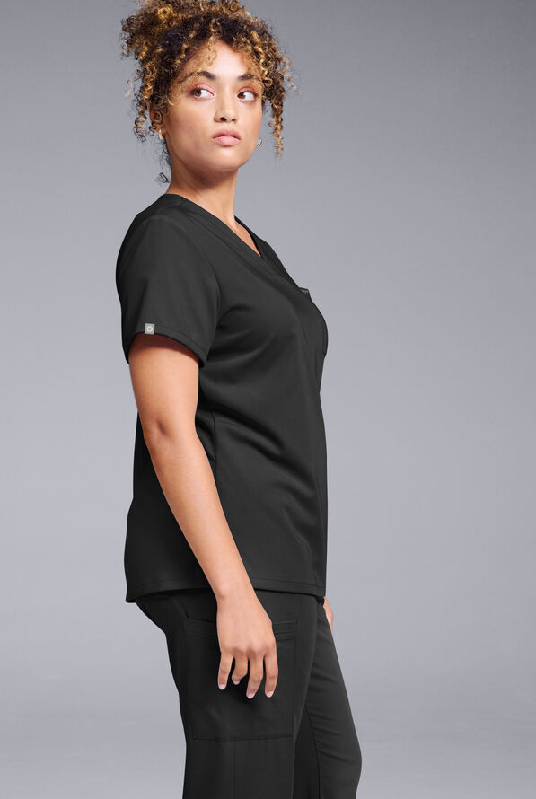 Hypothesis Women's Base V-Neck Tuck-In Scrub Top - Jet Black - 4