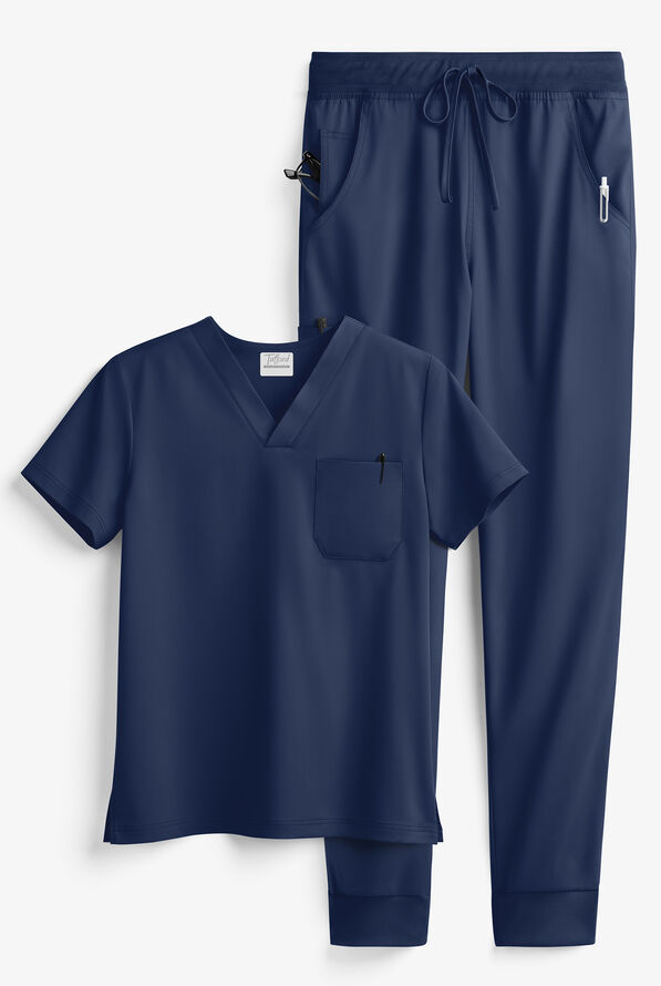 Tafford Active STRETCH Men's 5-Pocket Jogger Scrub Set - Navy - 1
