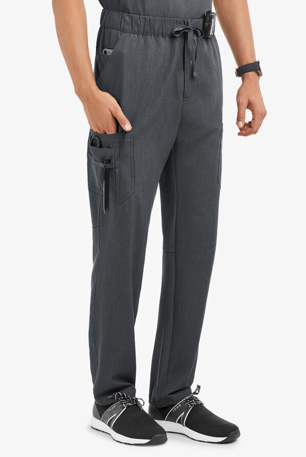 MOVEMENT by Butter-Soft Hadar Men's 9-Pocket Cargo STRETCH Scrub Pants - Charcoal Heather - 1