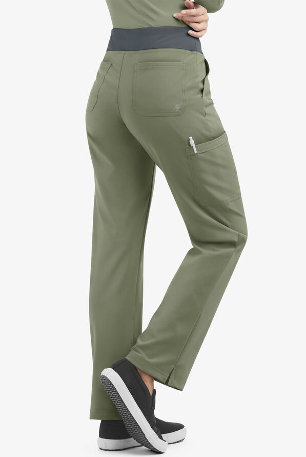 Pantalón médico Easy STRETCH tall Sienna estilo yoga con 5 bolsillos para mujer - Olive Leaf/Pewter - 2