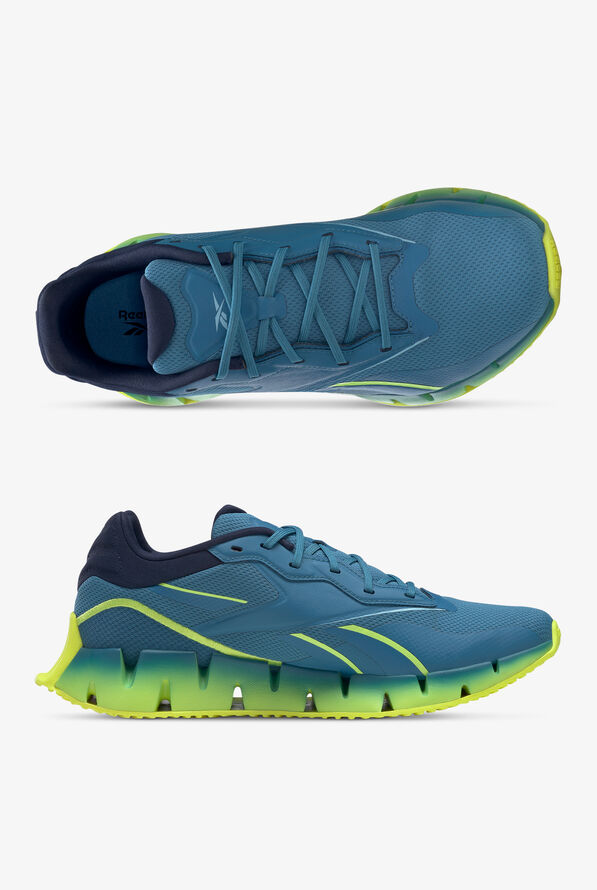 Reebok Men's Zig Dynamica 4 Neon Asphalt Steel Blue/Solar Acid Yellow Athletic Nursing Shoes - null - 1
