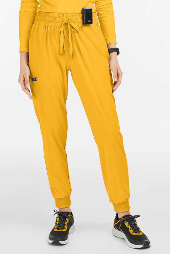 koi Basics Gemma Women's 5-Pocket STRETCH Cargo Jogger Scrub Pants - Heather Mango - 1