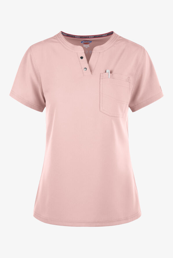 Dickies EDS NXT Women's 1- Pocket Tuck In Henley Scrub Top - Canyon Rose - 1