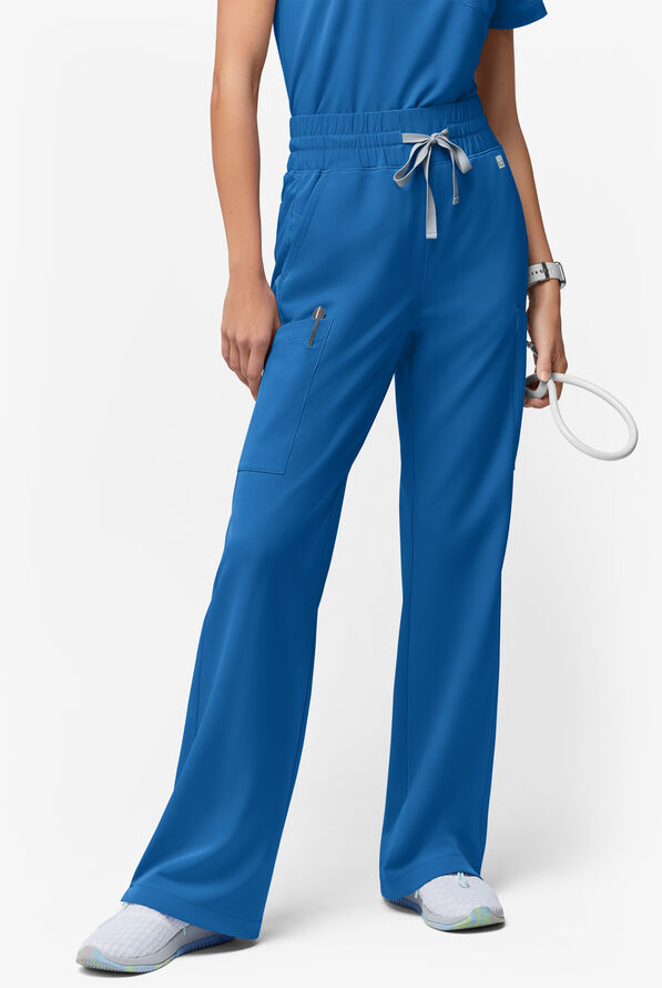 ReSurge Crystal Women's 7-Pocket High Waisted Wide Leg Pant - Petite - Royal - 1