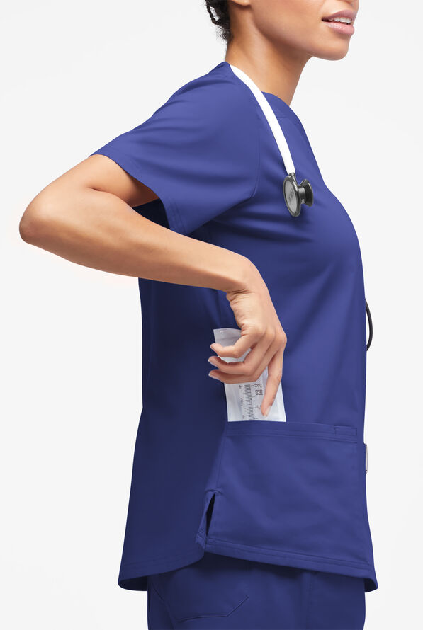 Blusa m&eacute;dica Butter-Soft STRETCH con cuello en V y 4 bolsillos para mujer - Galaxy - 3