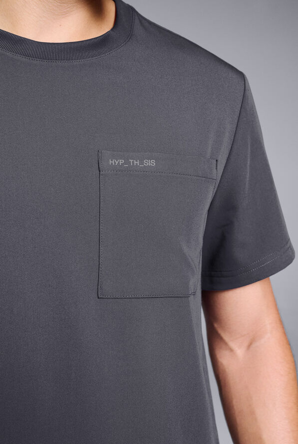 Hypothesis S-R Shift Ready Men’s 1-Pocket Tuck-In Crew Neck Scrub Top - Pewter - 5