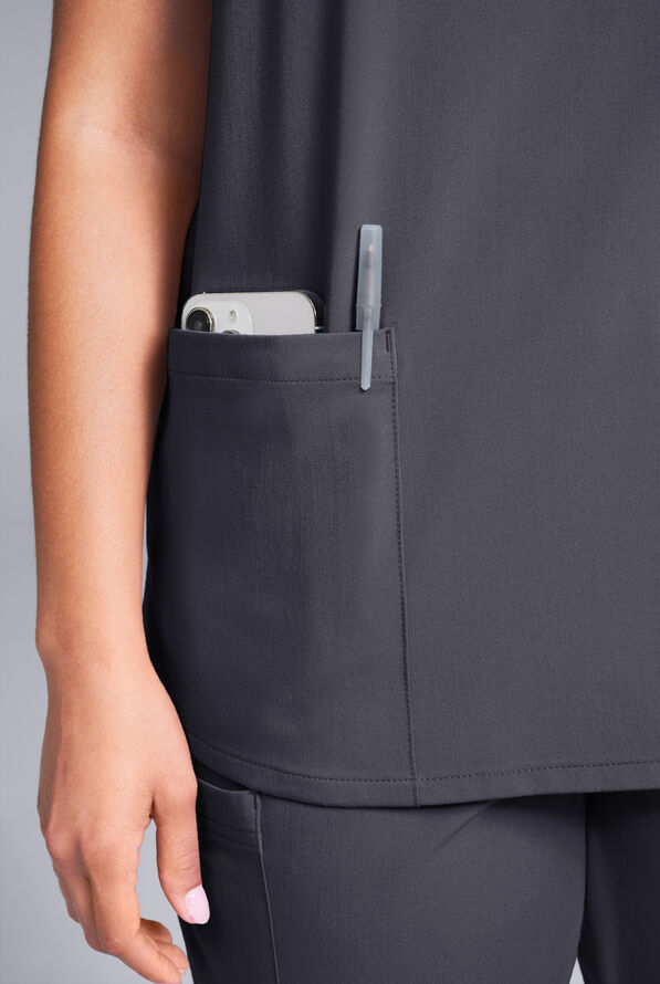 Hypothesis Women's Base 3 Pocket V-Neck Scrub Top - Pewter - 4