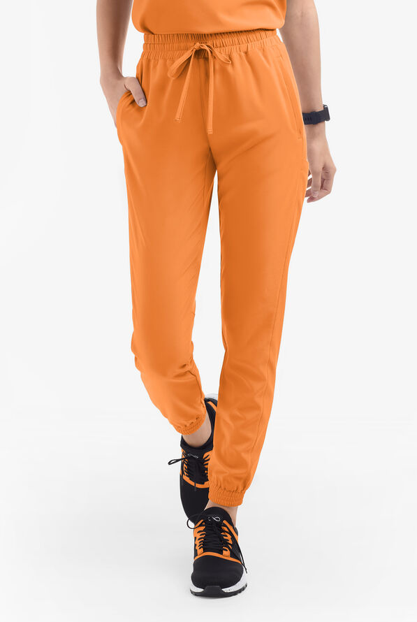 Easy STRETCH Kourtney Women's 5 Pocket Modern Slim Leg Jogger Scrub Pants - Petite - Apricot Crush - 2