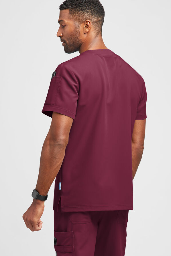 MOVEMENT by Butter-Soft Mars Men's 3-Pocket V-Neck Scrub Top - Wine - 3