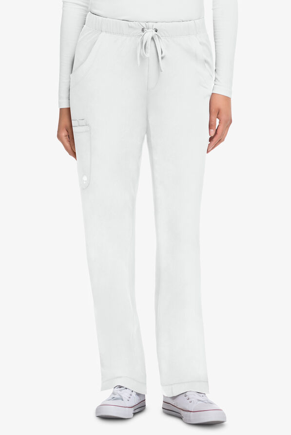 HH Works by Healing Hands Rebecca Women's 6-Pocket STRETCH Drawstring Waist Cargo Scrub Pants - Petite - White - 1