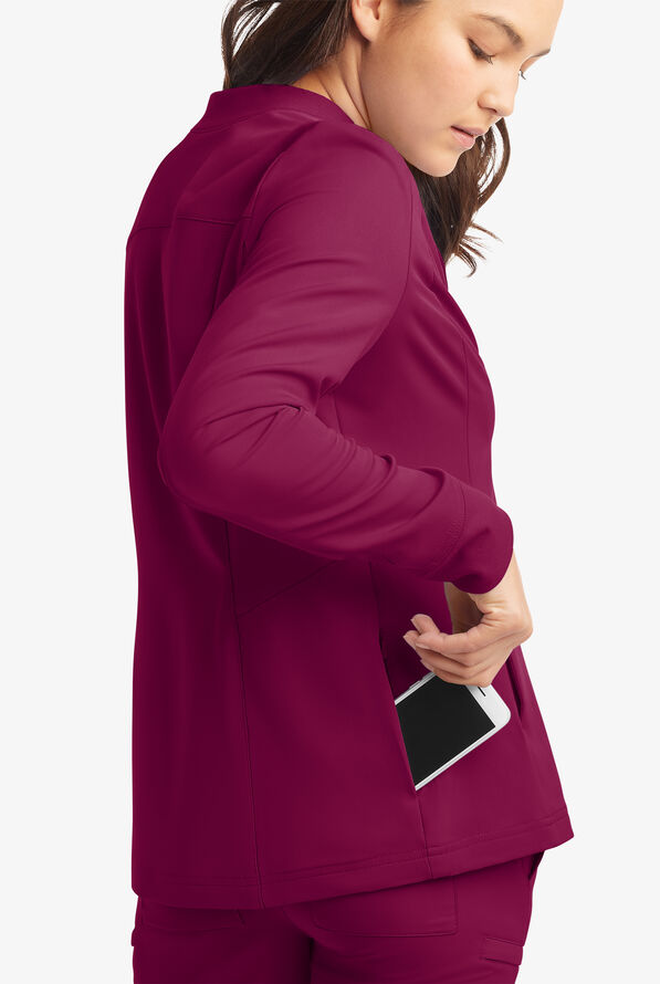 Chaqueta médica manga larga ReSurge Quartz con 6 bolsillos y cremallera para mujer - Wine - 4