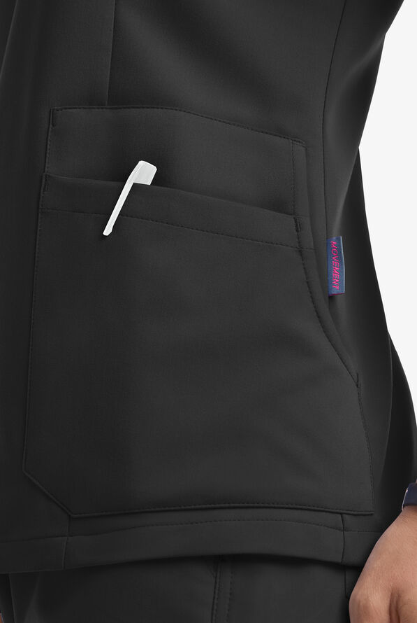 Blusa m&eacute;dica MOVEMENT by Butter-Soft Antares STRETCH con cuello en V y 6 bolsillos para mujer - Black - 8