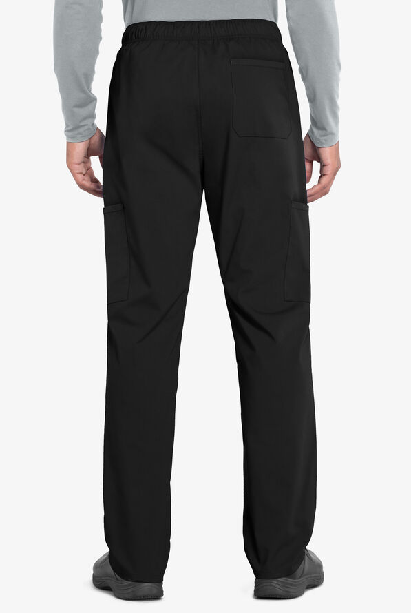 Cherokee Workwear Professionals Men's 5-Pocket STRETCH Cargo Scrub Pants - Short - Black - 2