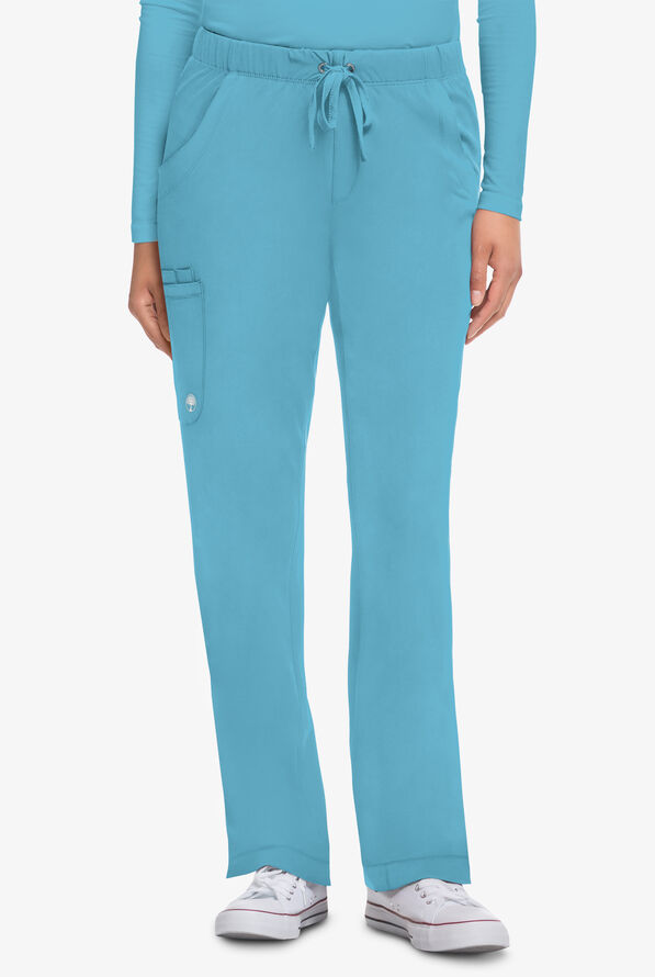 HH Works by Healing Hands Rebecca Women's 6-Pocket STRETCH Drawstring Waist Cargo Scrub Pants - Petite - Fresh Blue - 1