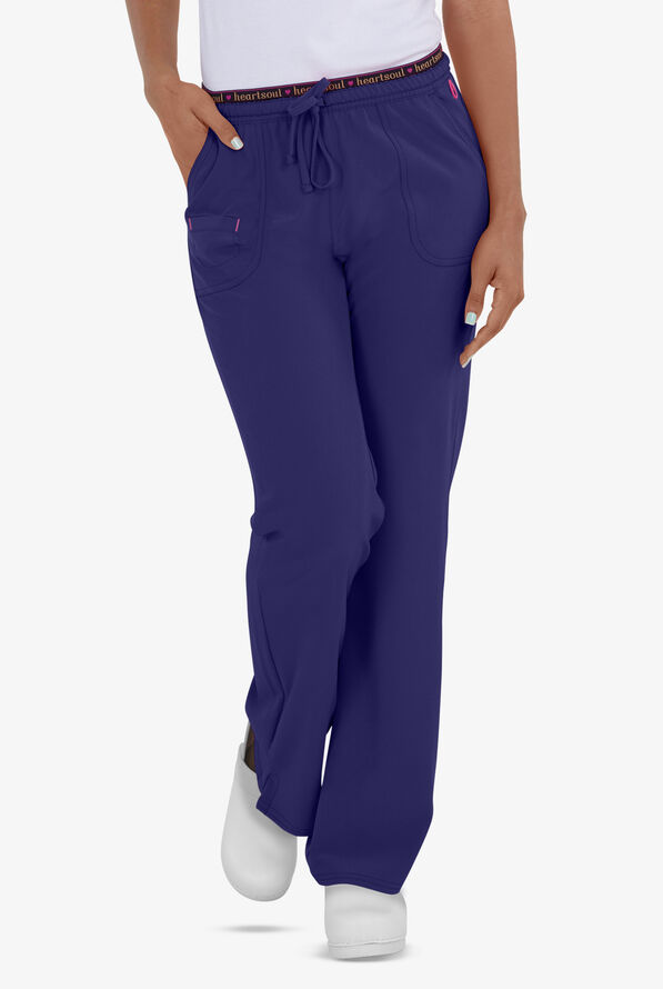 heartsoul Break On Through Heart Breaker Women's 4-Pocket STRETCH Logo Elastic Scrub Pants - Tall - Galaxy - 1