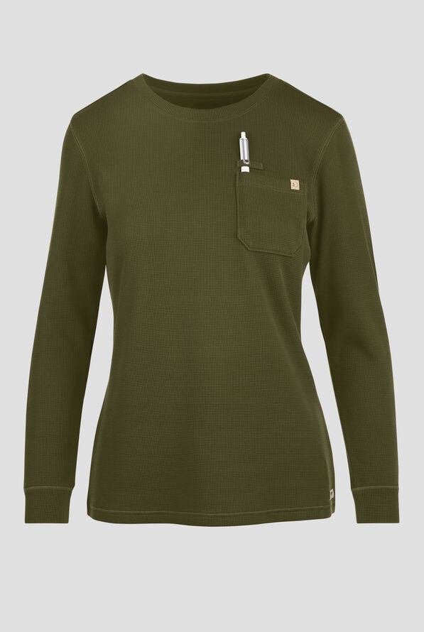 Grey's Anatomy™ by Barco Evolve STRETCH Wanderlust Women's 1-Pocket Waffle Knit Underscrub - Fern - 1