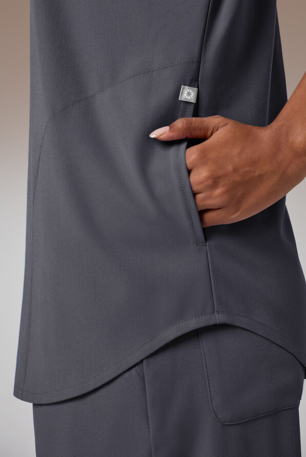 Blusa m&eacute;dica Hypothesis DM Crew de corte holgado con mangas dolm&aacute;n y 2 bolsillos para mujer - Pewter - 5