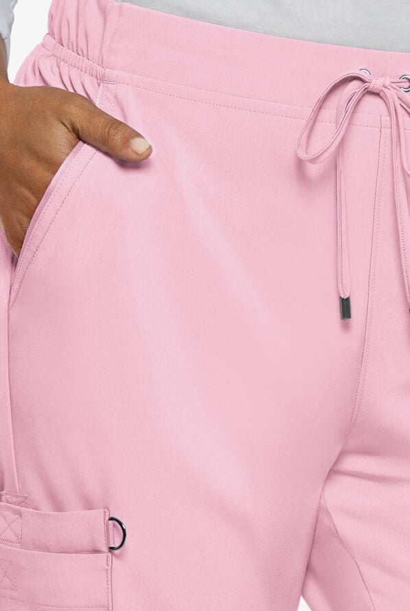 Easy STRETCH Elle Women's 3-Pocket Flat Front Scrub Pants - Pink Peony - 4