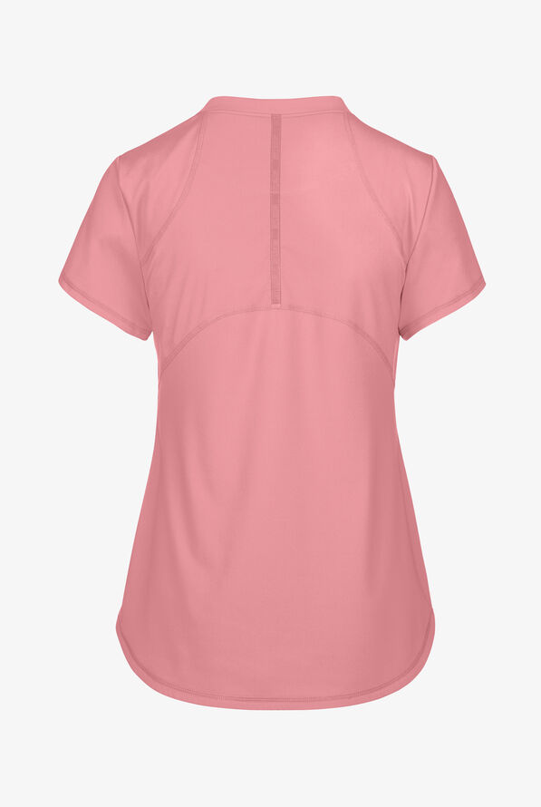 Grey's Anatomy by Barco Knit STRETCH Define Women's 2-Pocket Banded Notched V-Neck Scrub Top - Canyon Pink - 2