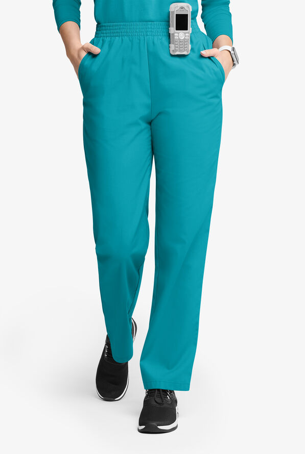 Butter-Soft Originals Women's 2-Pocket High Waisted Straight Leg Scrub Pants - Teal - 1