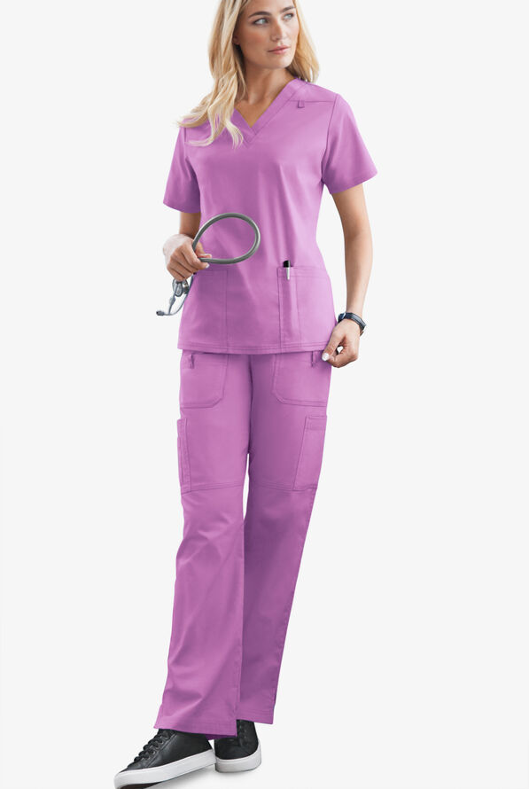 Butter-Soft STRETCH Women's 10-Pocket Drawstring Scrub Pants - Tall - Orchid - 2