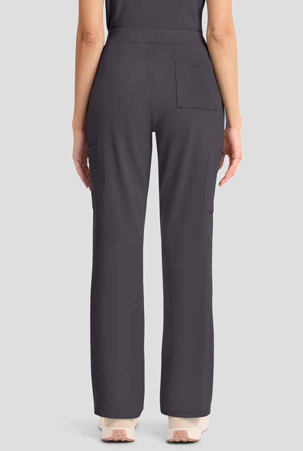 Cherokee Achieve Women's 5-Pocket STRETCH Elastic Waist Drawstring Cargo Scrub Pants - Pewter - 4