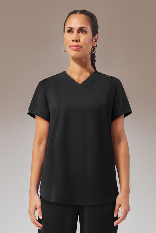 Blusa médica Hypothesis STRETCH estilo túnica con 2 bolsillos para mujer - Jet Black - 1