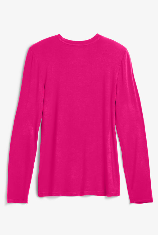 Strictly Scrubs STRETCH Women's Long Sleeve Knit Underscrub - Flamingo Pink - 2