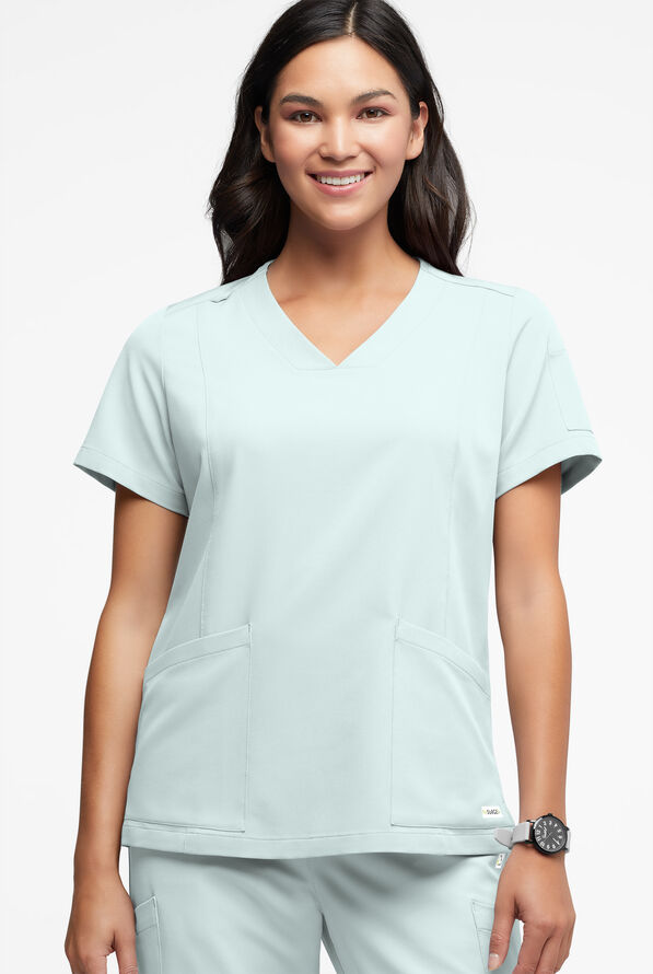 Blusa médica ReSurge Ruby con cuello en V y 5 bolsillos para mujer - Horizon Haze - 3