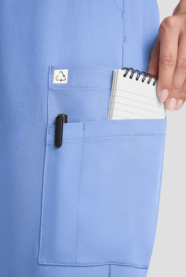 ReSurge Topaz Women's 11-Pocket Drawstring Scrub Pants - Petite - Ceil Blue - 5