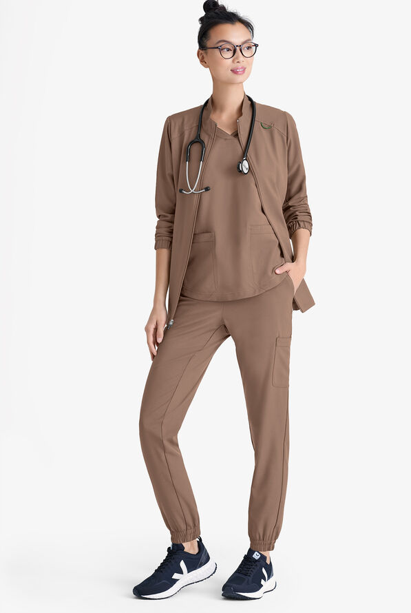 Chaqueta m&eacute;dica Grey's Anatomy by Barco Evolve Virtue STRETCH con cremallera y 3 bolsillos para mujer - Driftwood - 4
