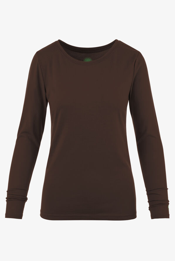 Healing Hands Melissa Women's STRETCH Long Sleeve Knit Underscrub - Dark Chocolate - 1