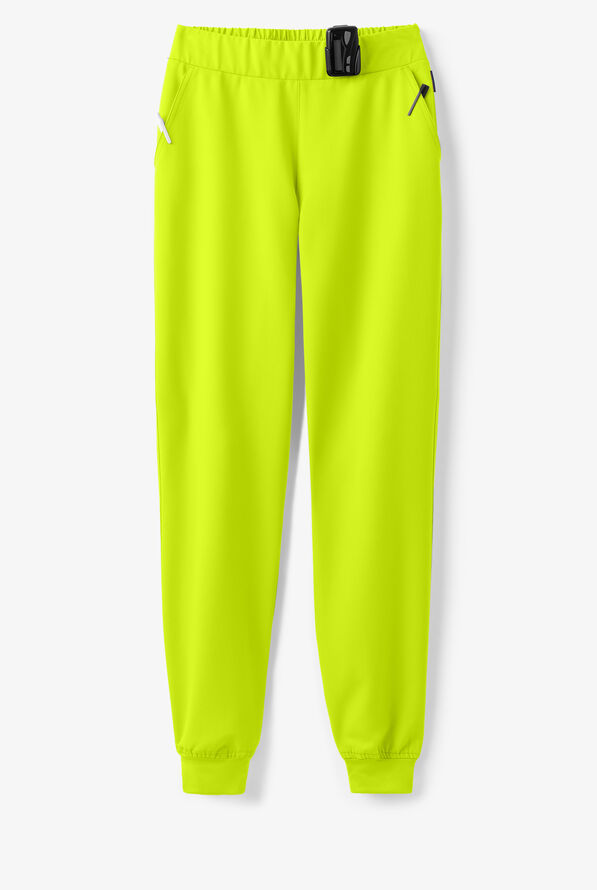 MOVEMENT by Butter-Soft Vega Women's 5-Pocket Flat Front Jogger STRETCH Scrub Pants - Petite - Intense Lime - 5