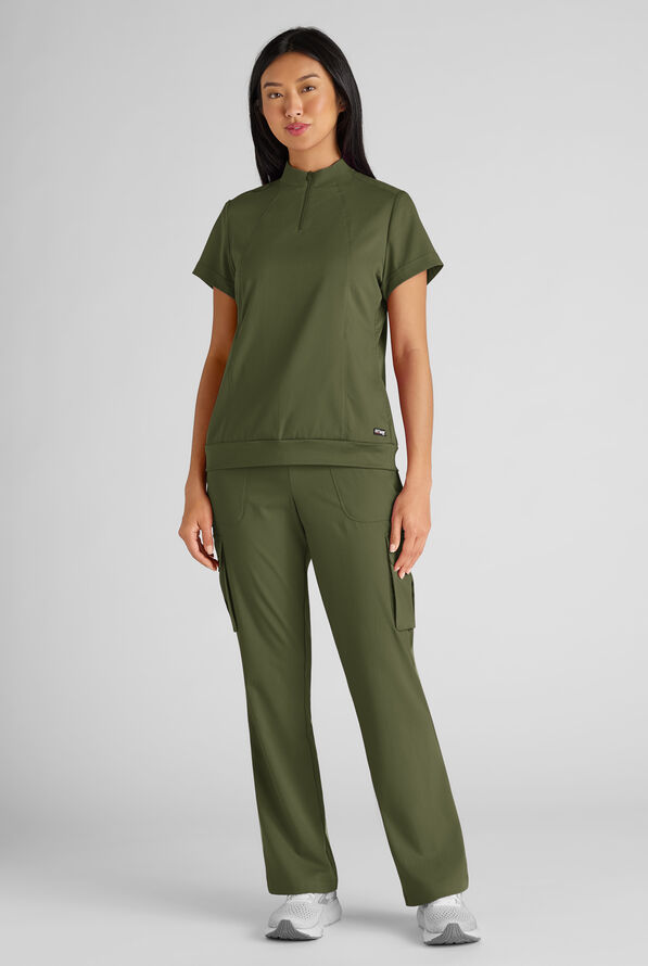 Pantalón médico Grey's Anatomy by Barco Emerge Parker STRETCH con piernas anchas estilizadas y 4 bolsillos para mujer - Olive - 7