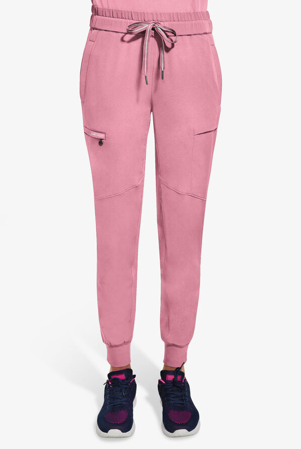 Healing Hands 360 Naya Women's 6-Pocket STRETCH Elastic Jogger Drawstring Scrub Pants - Precious Pink - 1