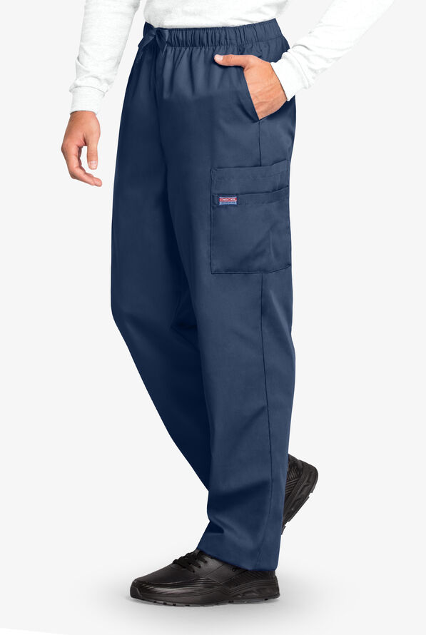 Cherokee Workwear Men's 7-Pocket Cargo Scrub Pants - Short - Navy - 3