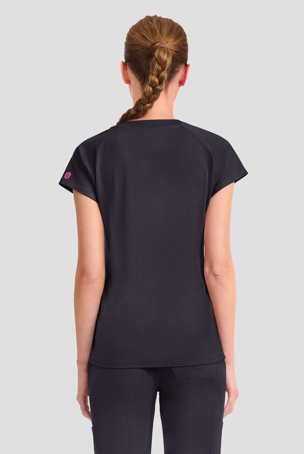 Blusa m&eacute;dica Med Couture Amp Knit STRETCH con cuello en V y 3 bolsillos para mujer - Pewter - 4
