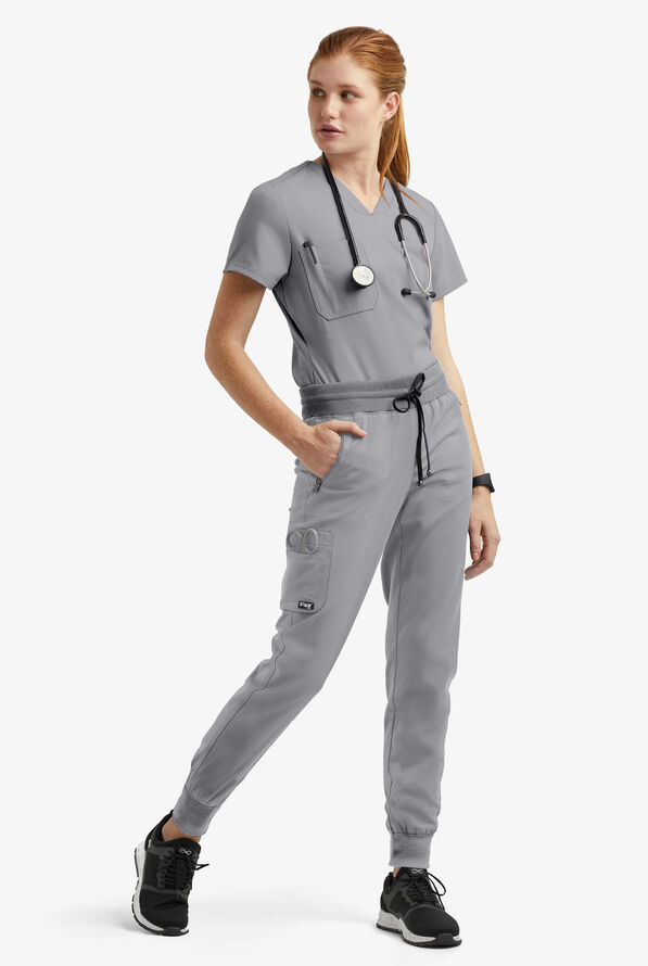 Grey's Anatomy by Barco Spandex STRETCH Bree Women's 1-Pocket Tuck In Scrub Top - Moonstruck - 4